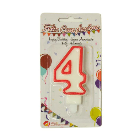 Vela blister cumpleaños nº4 Velas Martínez 1u La Despensa