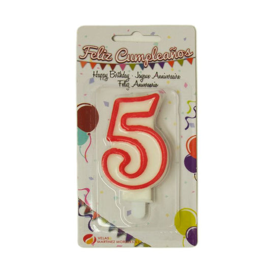 Vela blister cumpleaños nº5 Velas Martínez 1u La Despensa