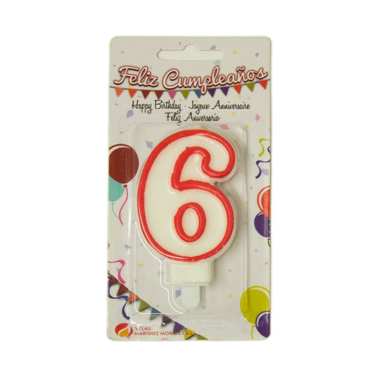 Vela blister cumpleaños nº6 Velas Martínez 1u La Despensa