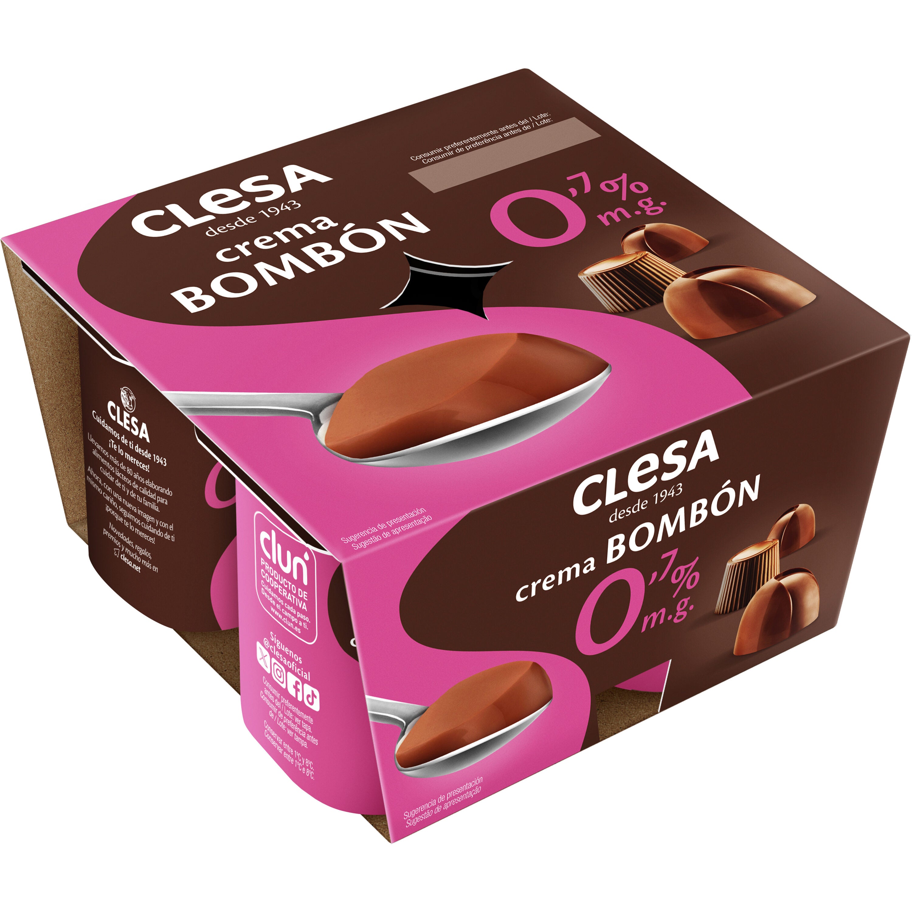 Crema bombón 0% materia grasa Clesa p4 125g/u