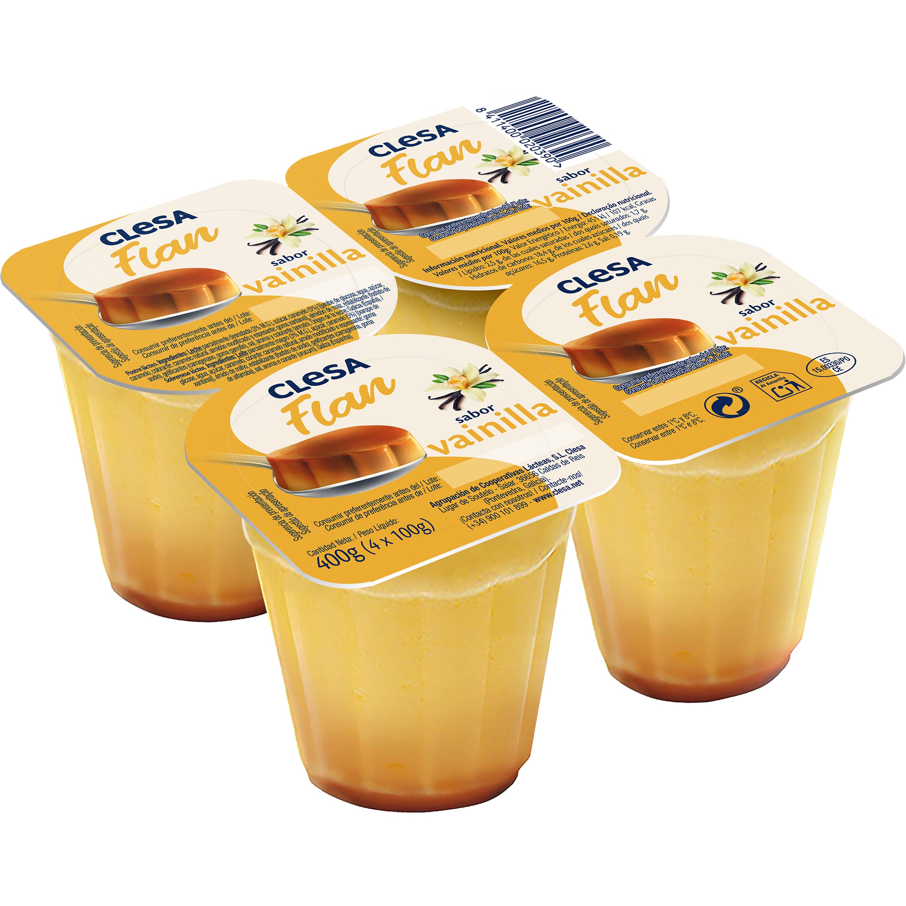 Flan vainilla  Clesa p4 100g/u