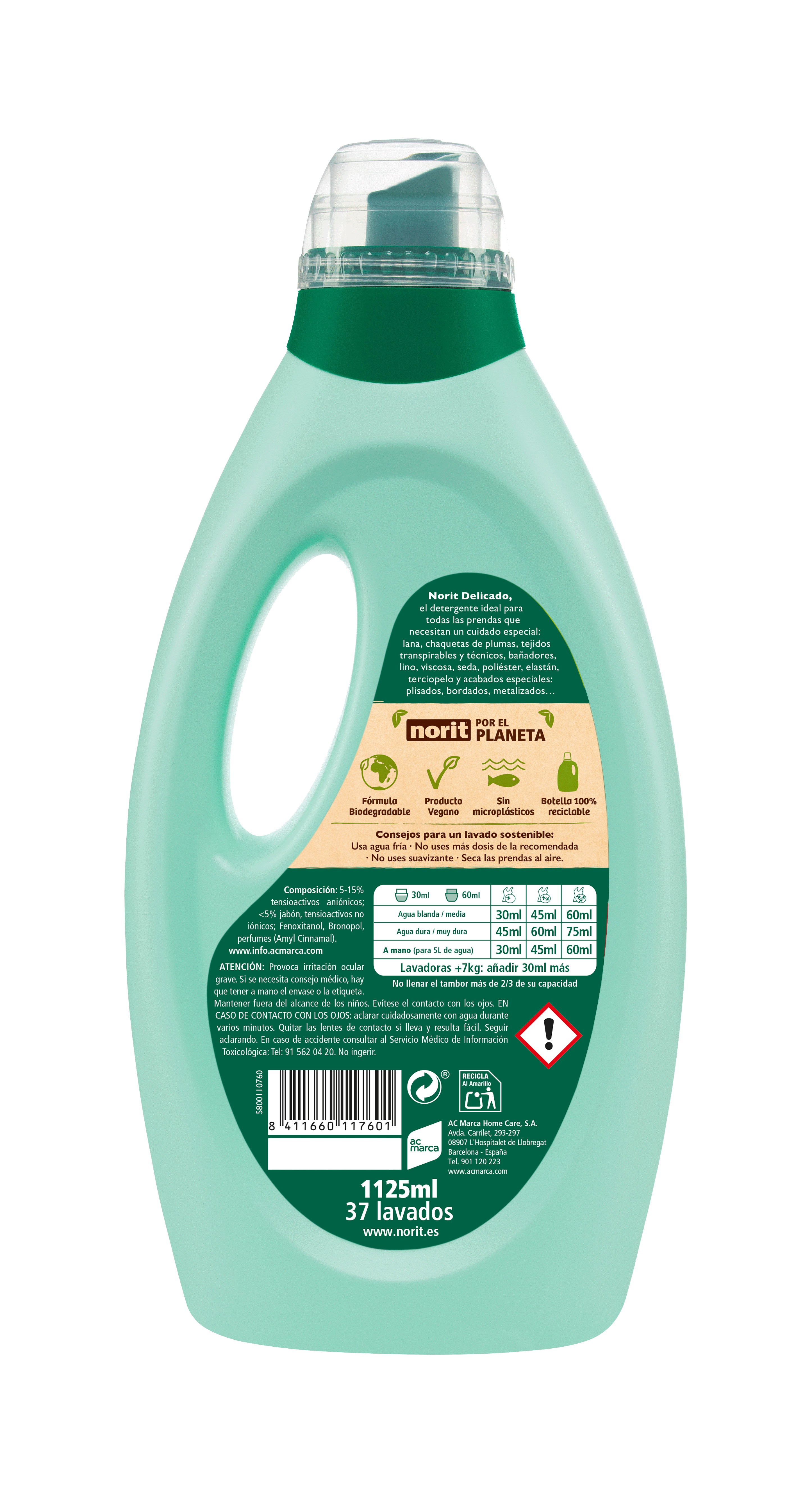 Detergente ropa delicadas verde Norit 37d