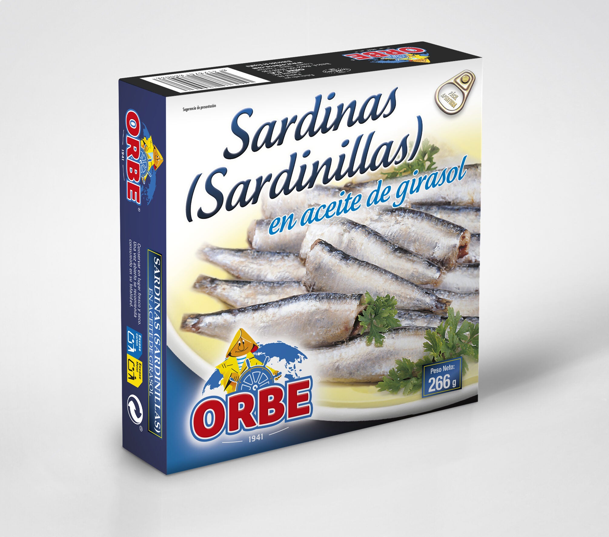 Sardinillas aceite girasol lata Orbe 186g escurr