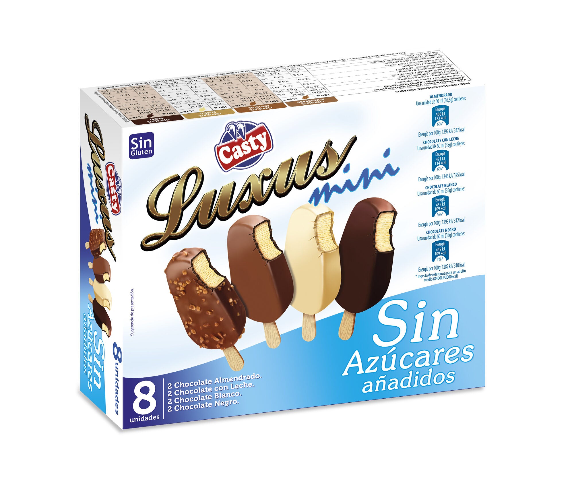 Surtido mini bombon s/azucar luxus Casty p8x60ml