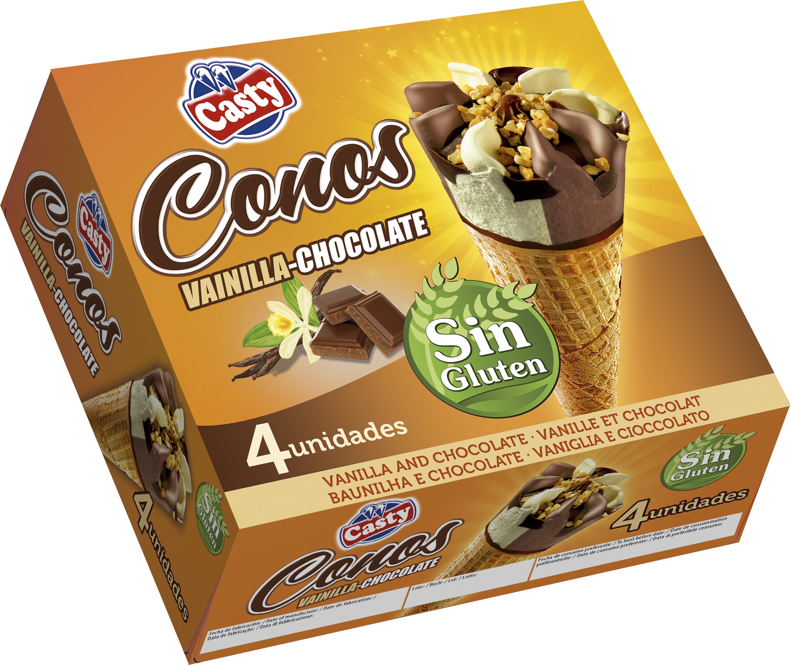 Cono vainilla/choco s/gluten Casty p4x125ml