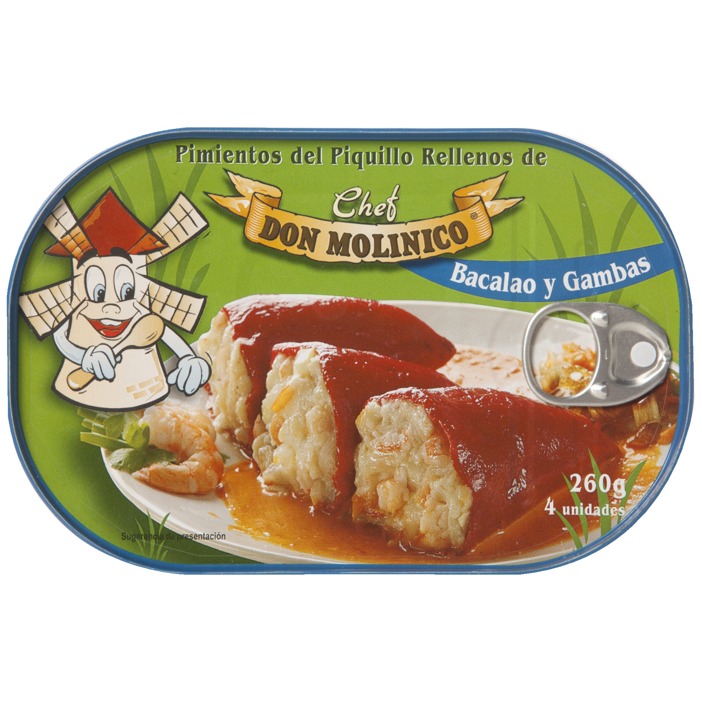 Pimiento piquillo relleno bacalao y gamba lata Don molinico 260g