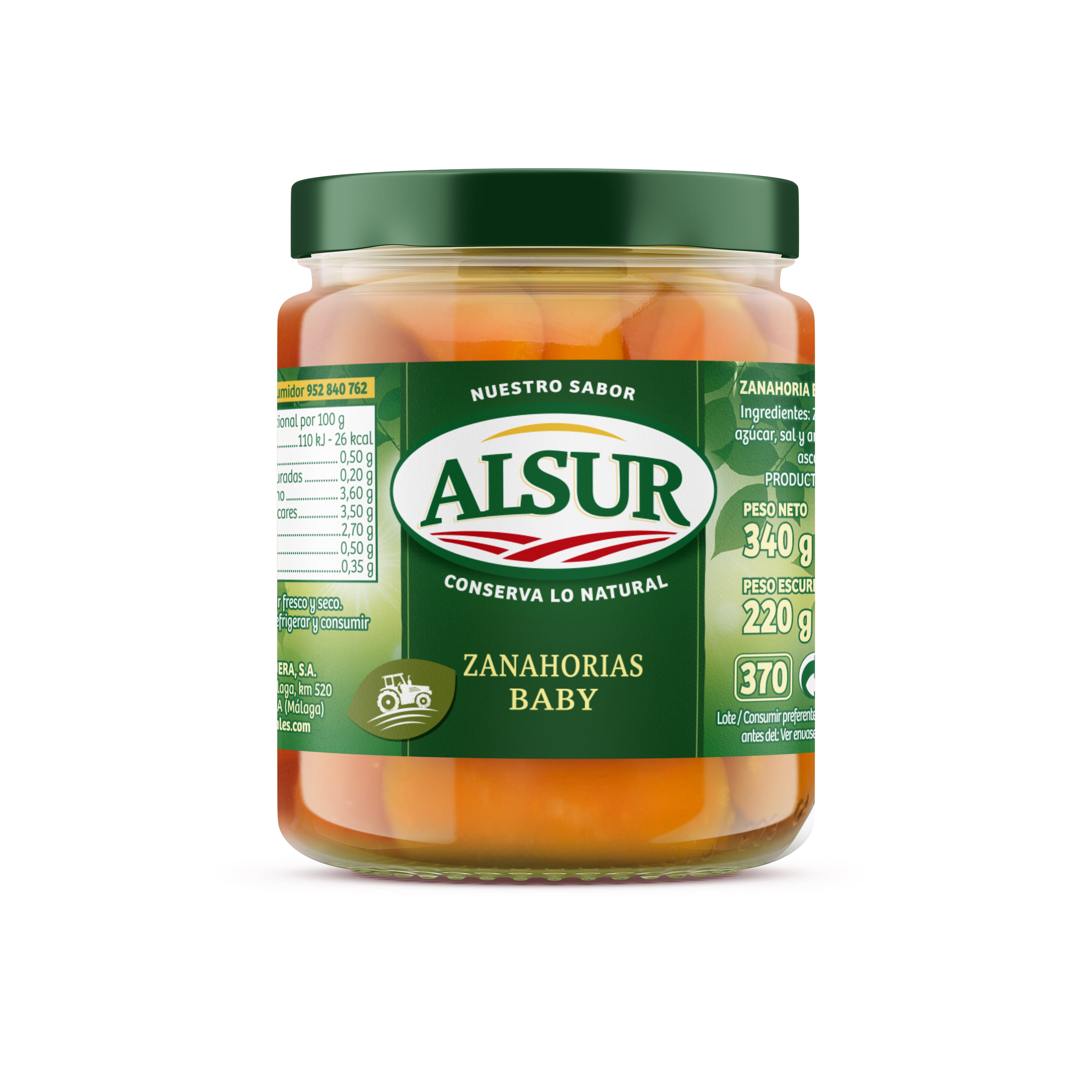 Zanahoria baby cristal Alsur 220g escurr