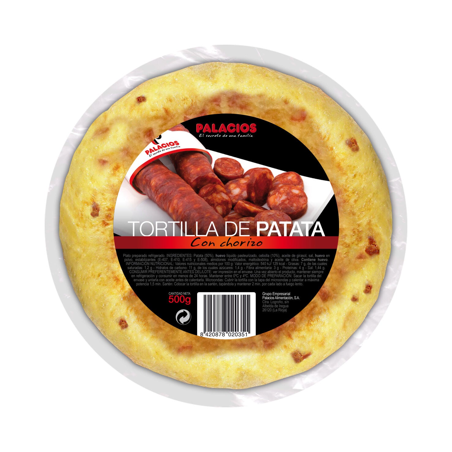 Tortilla c/chorizo Palacios 500g