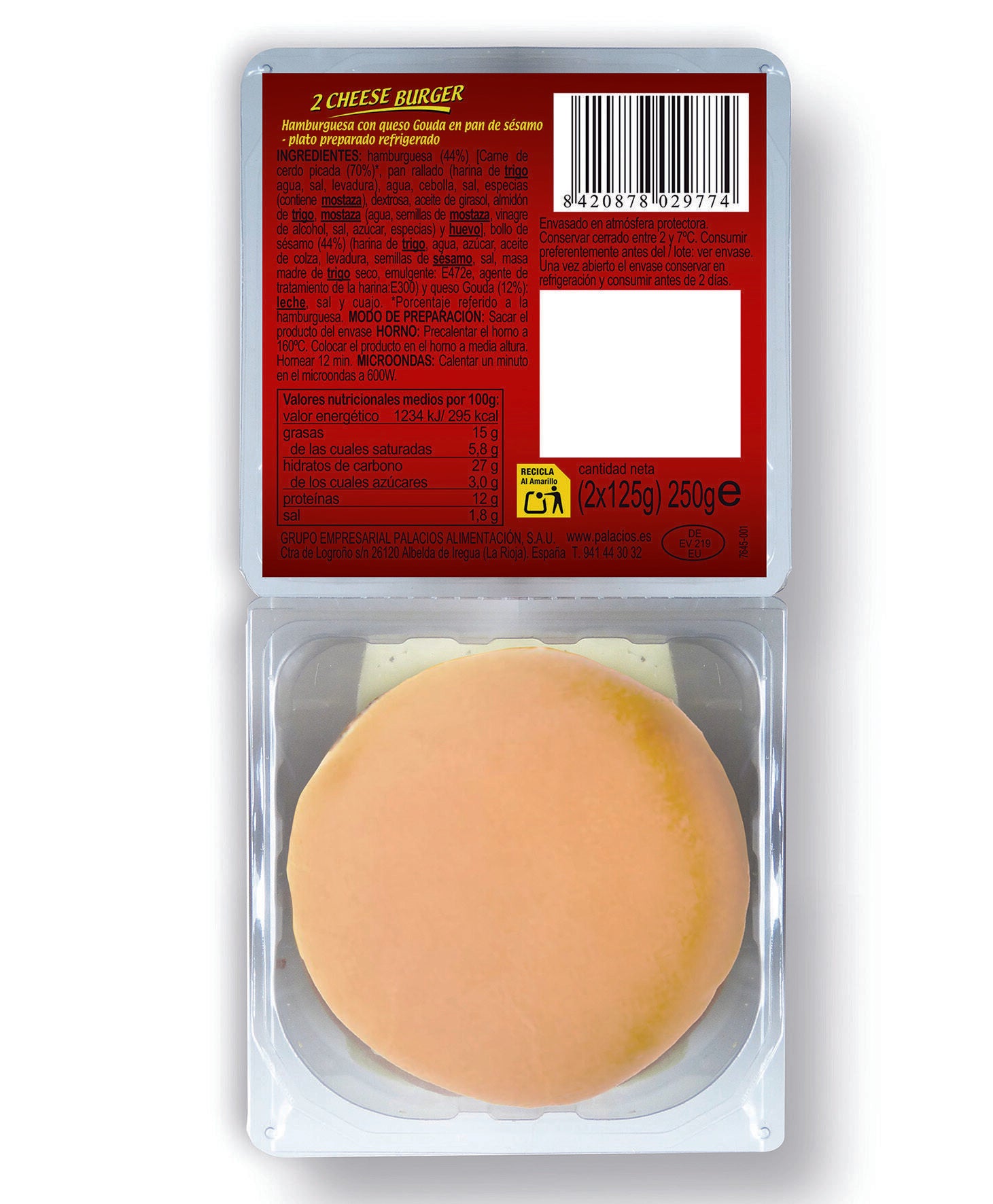 Hamburguesa queso Palacios 250g