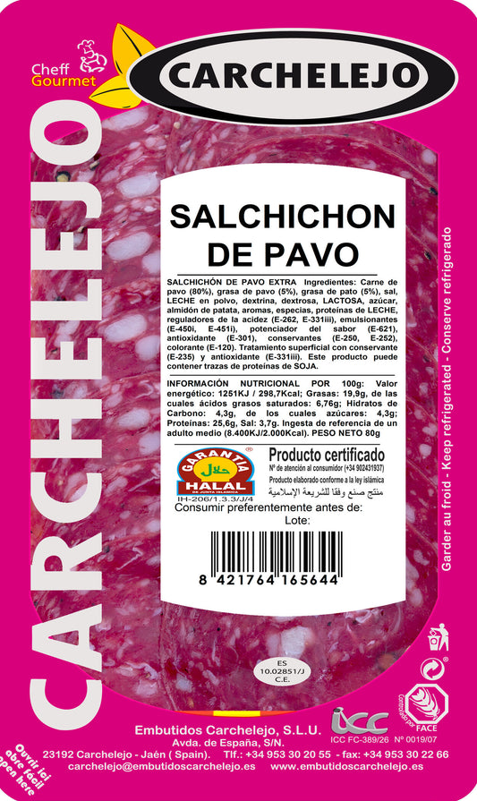 Salchichon pavo lonchas Carchalejo 80g La Despensa