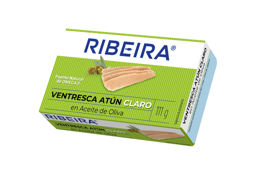 Ventresca atun claro aceite oliva ol-120 lata Ribeira 73g escurr La Despensa