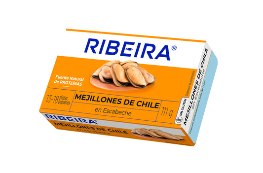 Mejillón de chile escabeche 13/18 ol-120 lata Ribeira 69g escurr La Despensa