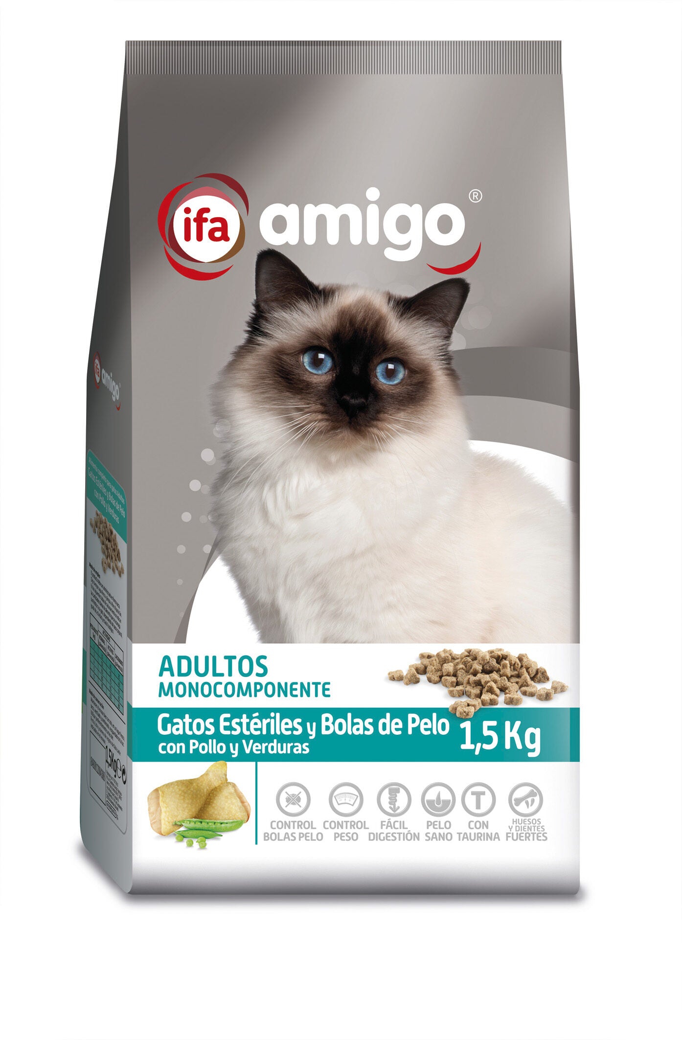 Comida seca gato esteril y bolas pelo saco Ifa amigo 1.5kg