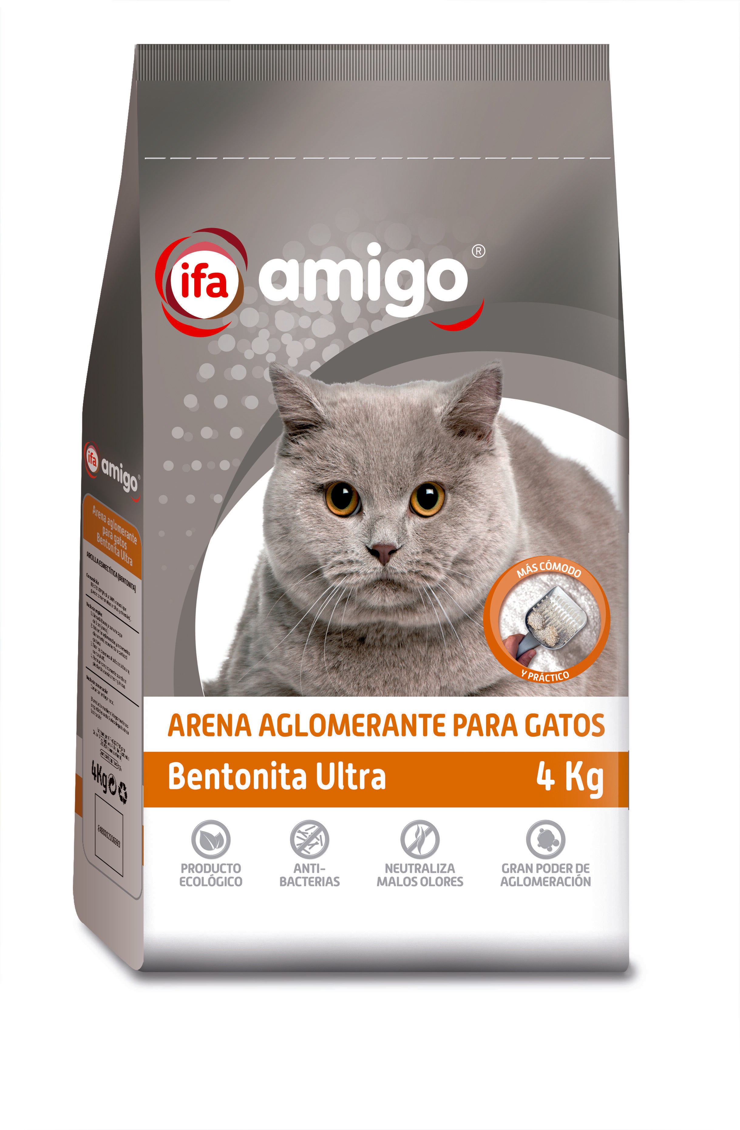 Arena gatos aglomerante bentonita ultra Ifa amigo 4kg