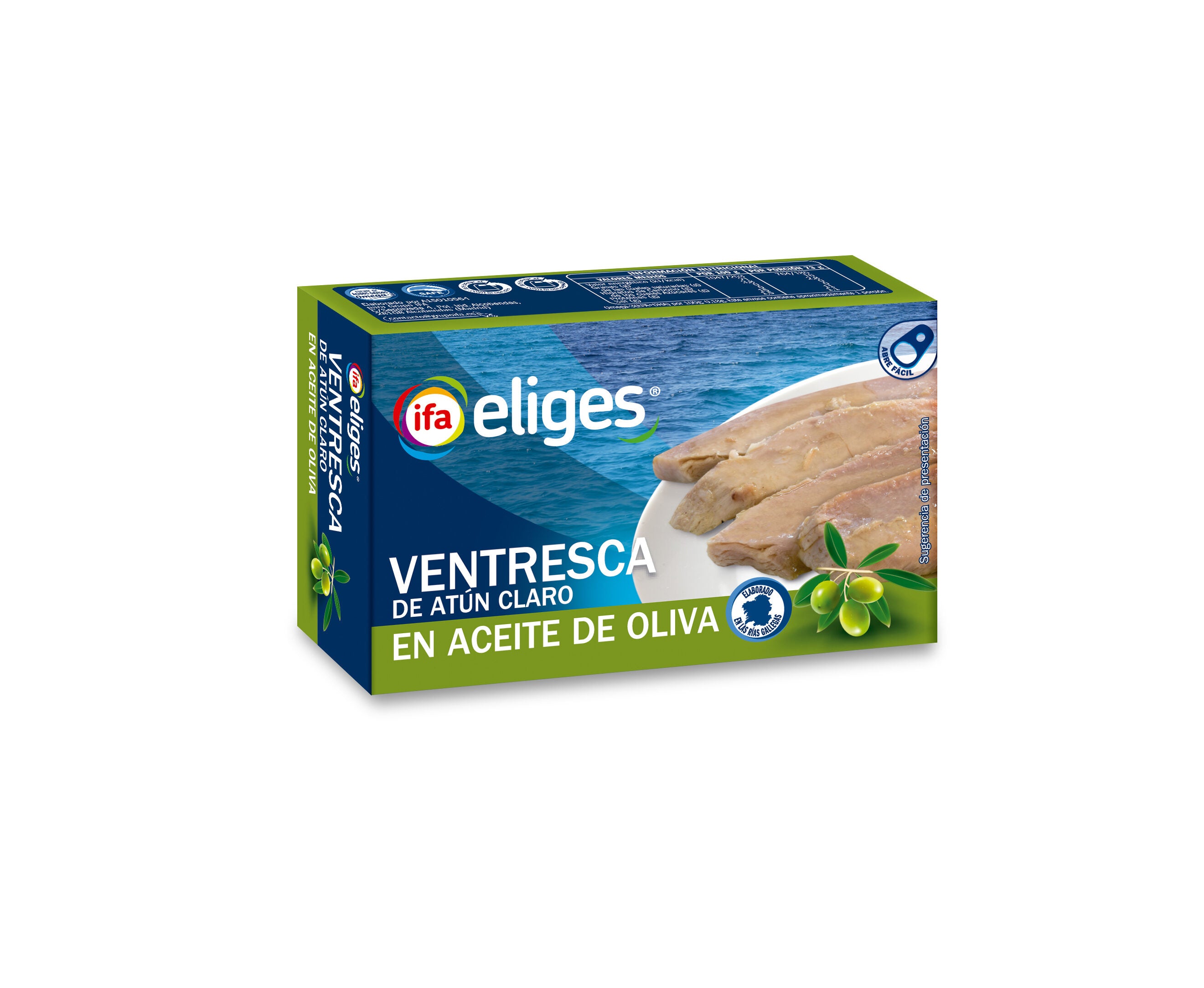 Ventresca atun claro acite oliva ol120 Ifa eliges 73g escurr