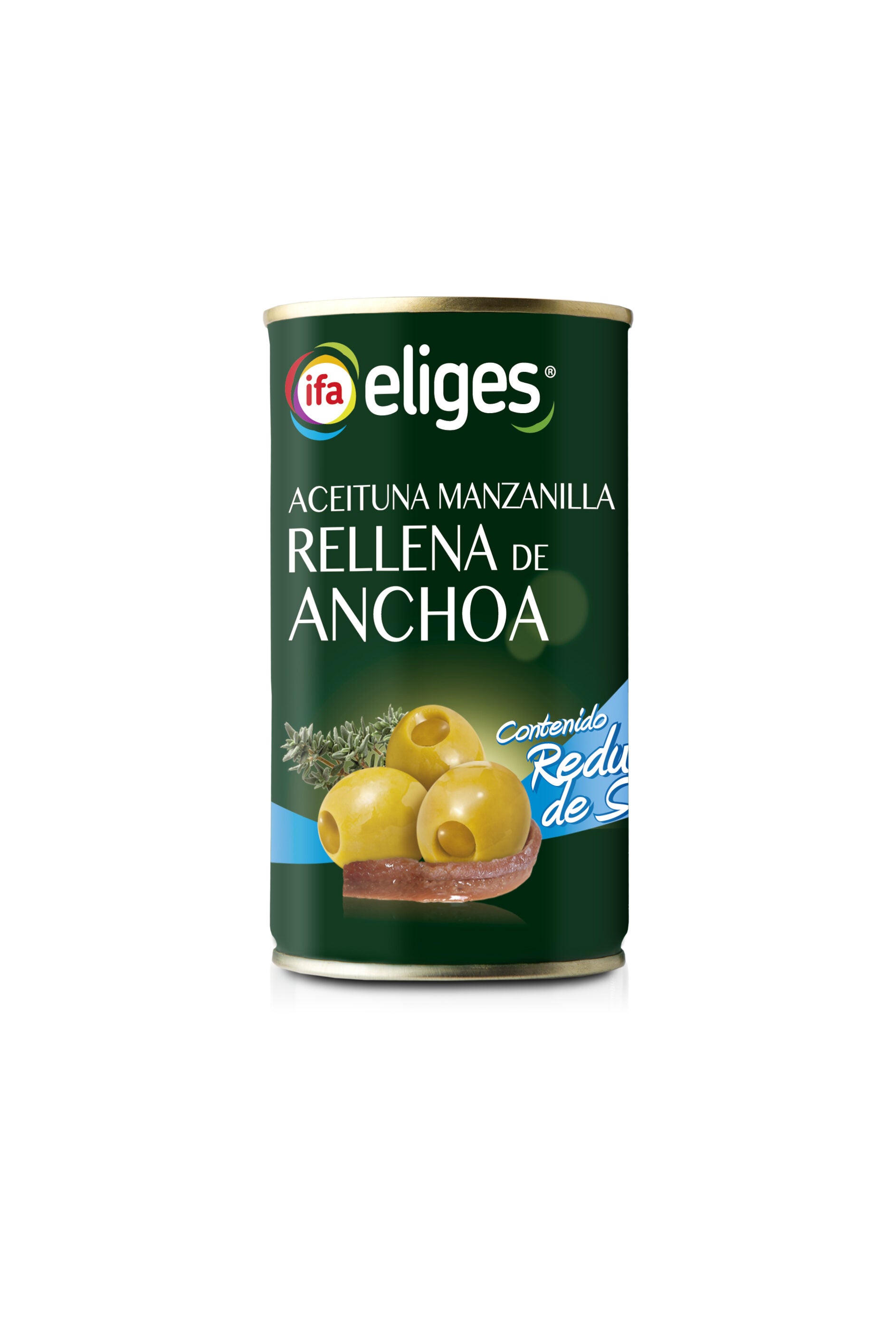 Aceituna manzanilla rellena anchoa -35% sal Ifa eliges 150g escurr