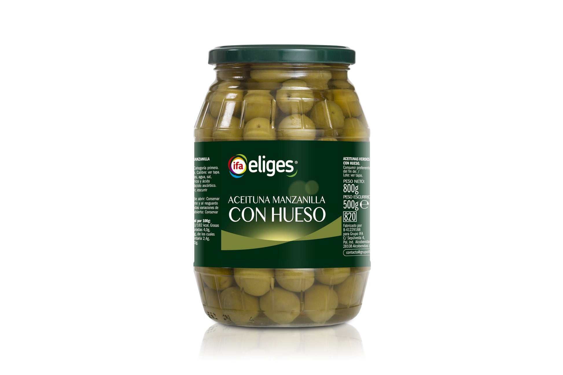 Aceituna verde c/hueso barril Ifa eliges 500g escurr