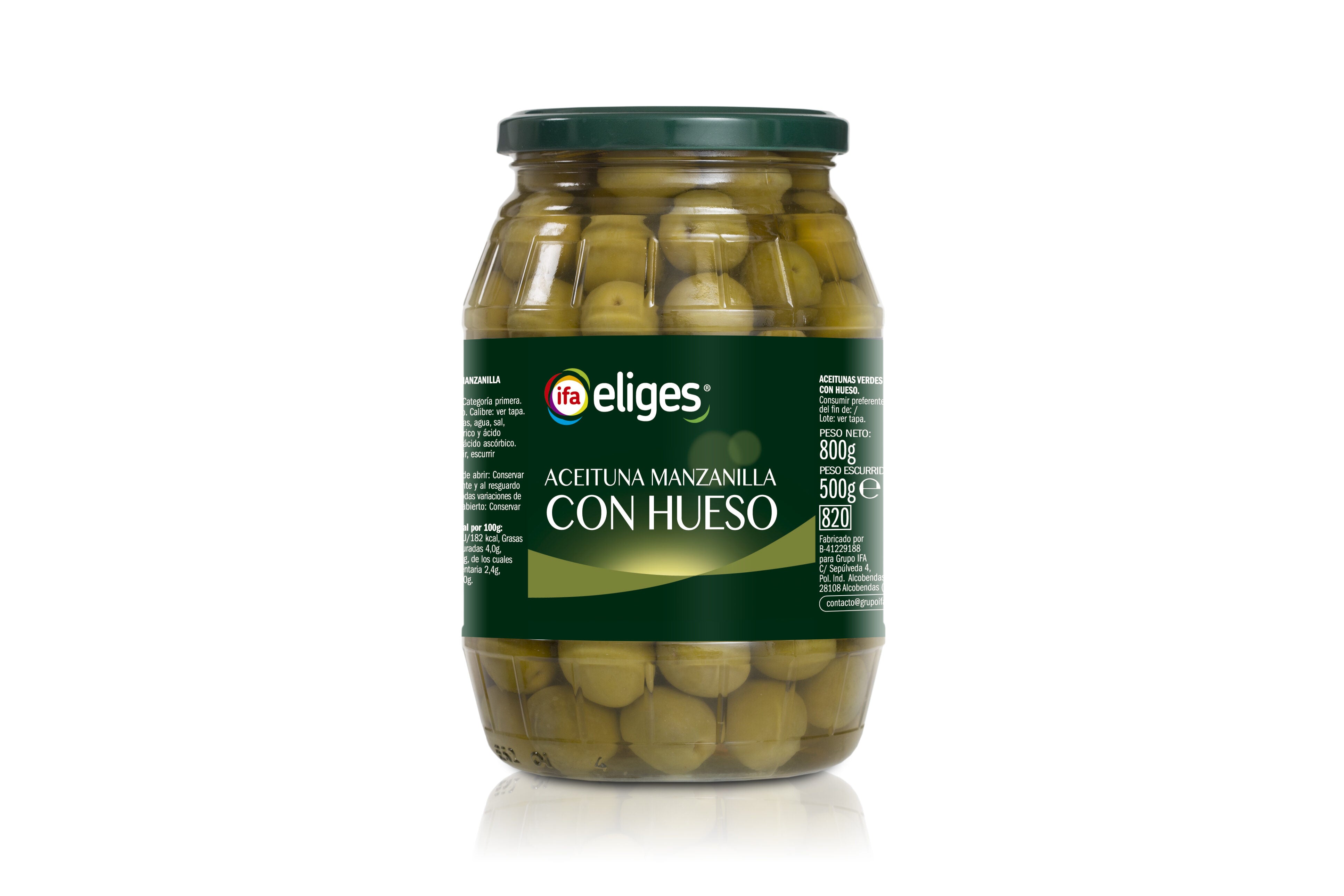 Aceituna verde c/hueso barril Ifa eliges 500g escurr