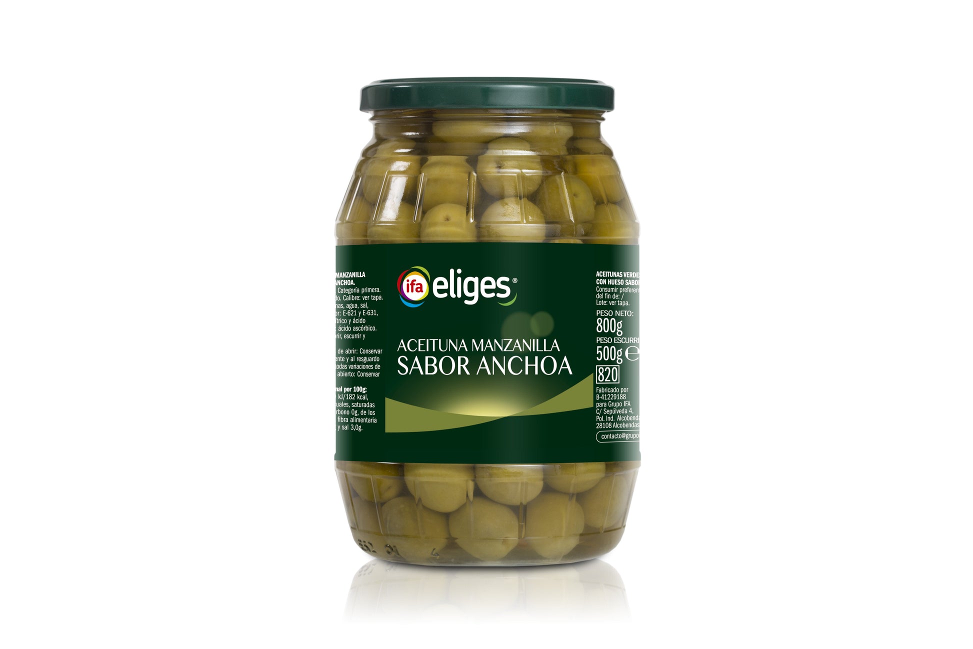 Aceituna verde sabor anchoa Ifa eliges 500g escurr