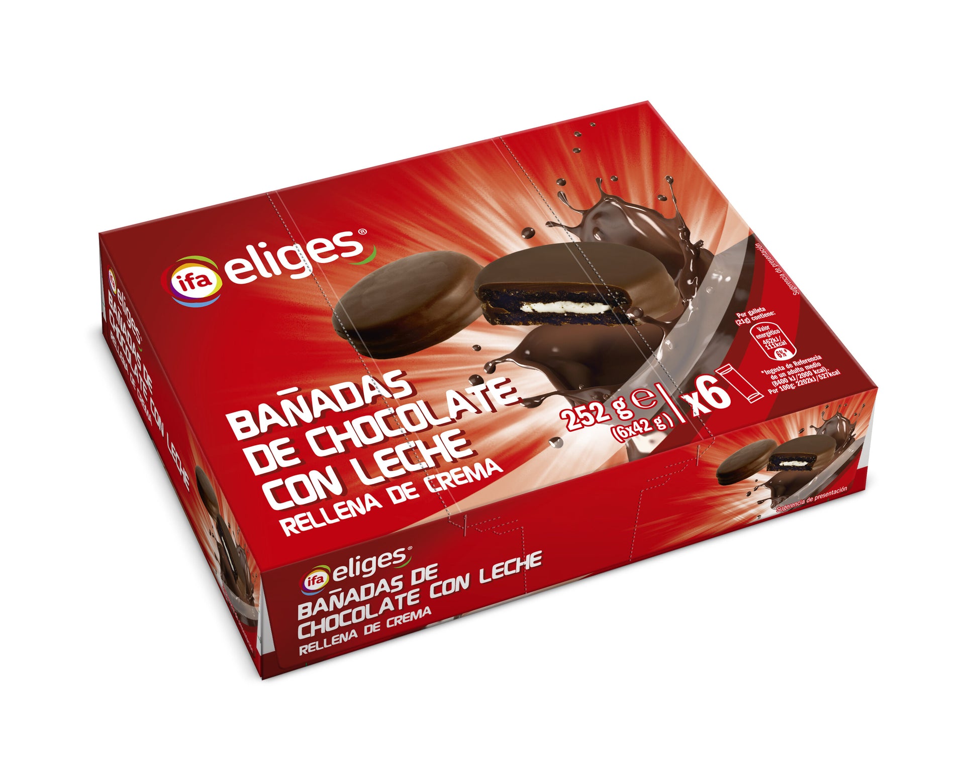 Galleta bañada choco rellena de crema Ifa eliges 252g