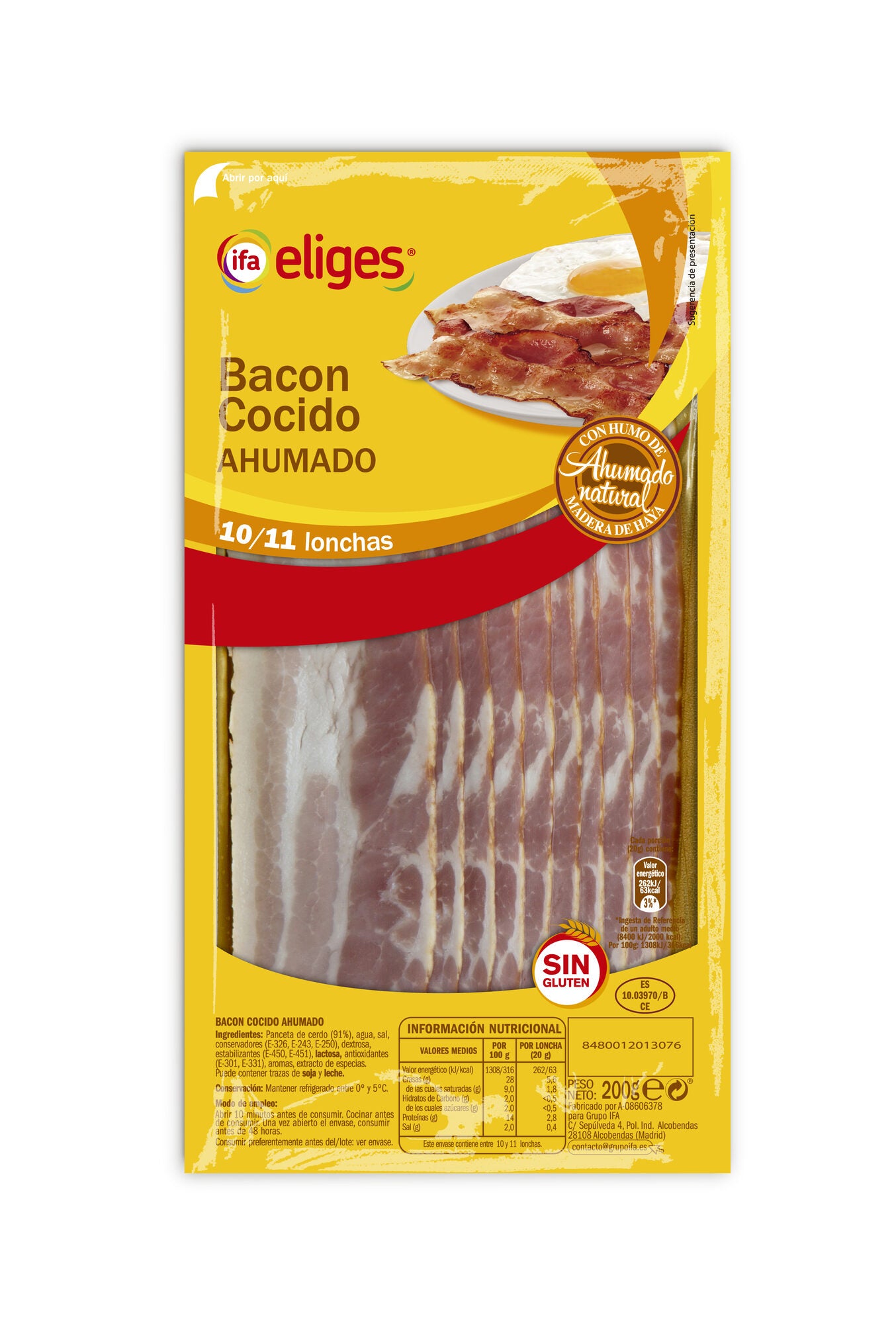 Bacon cocido ahumado sobre Ifa eliges 200g