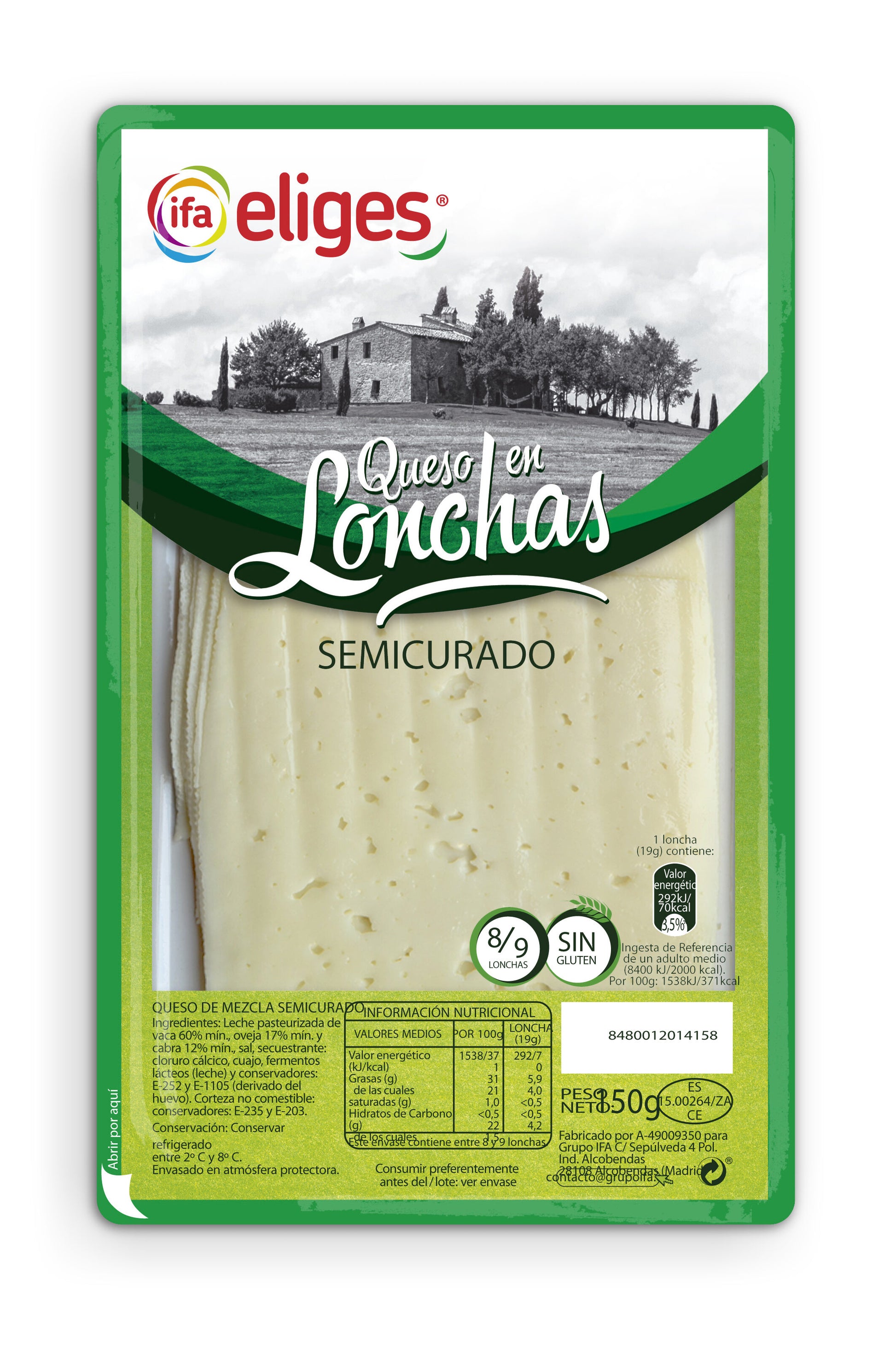 Queso semicurado loncha Ifa eliges 150g