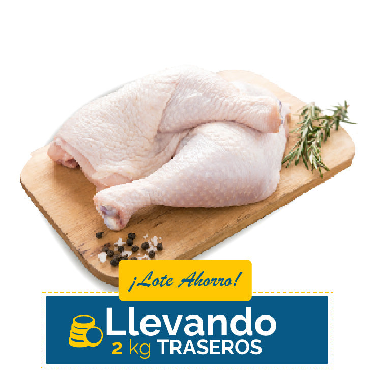 Trasero de pollo llevando 2 kilos