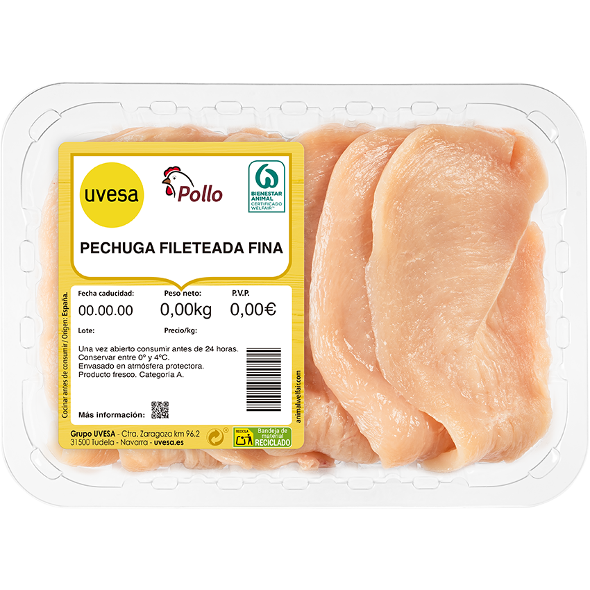 Pechuga fileteada Pollo Bandeja