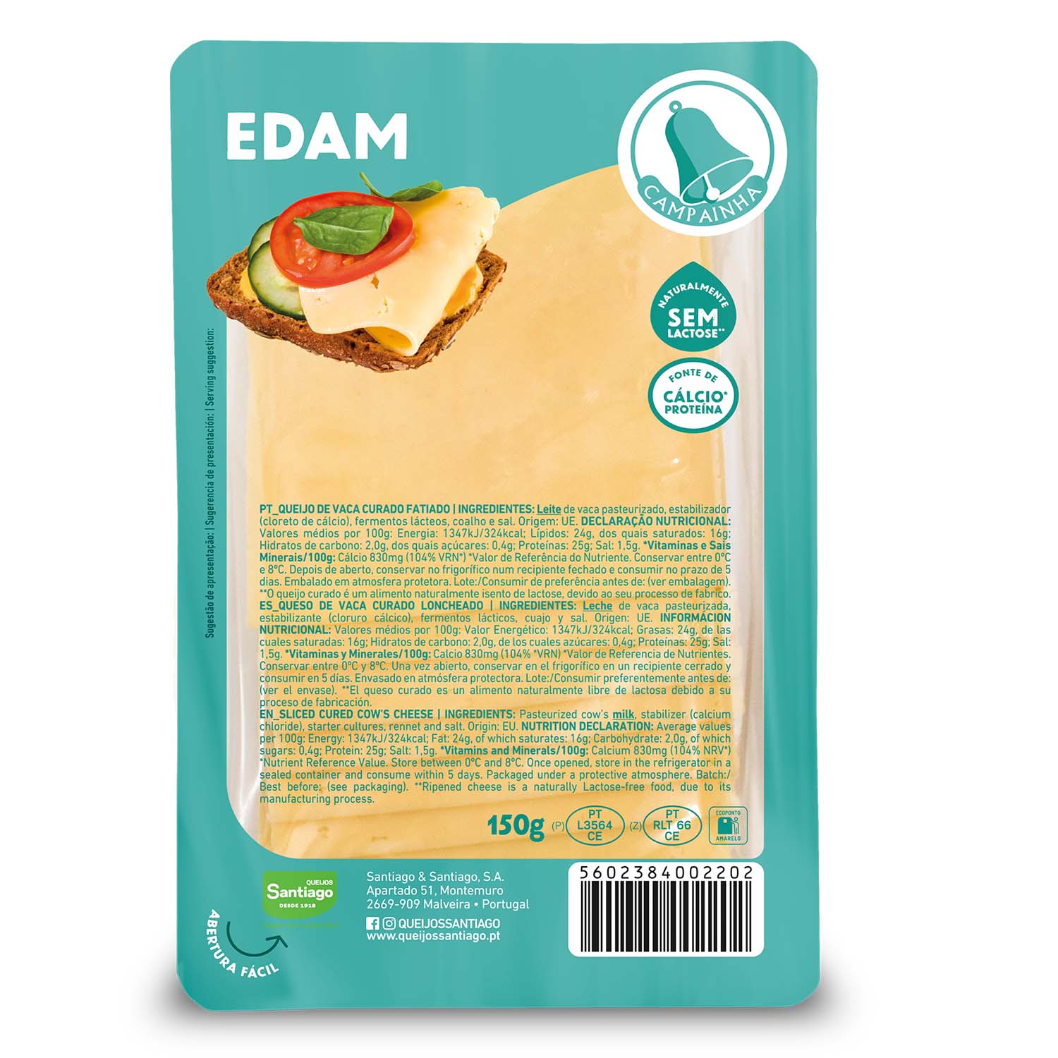 Queso lonchas edam Campainha 150g