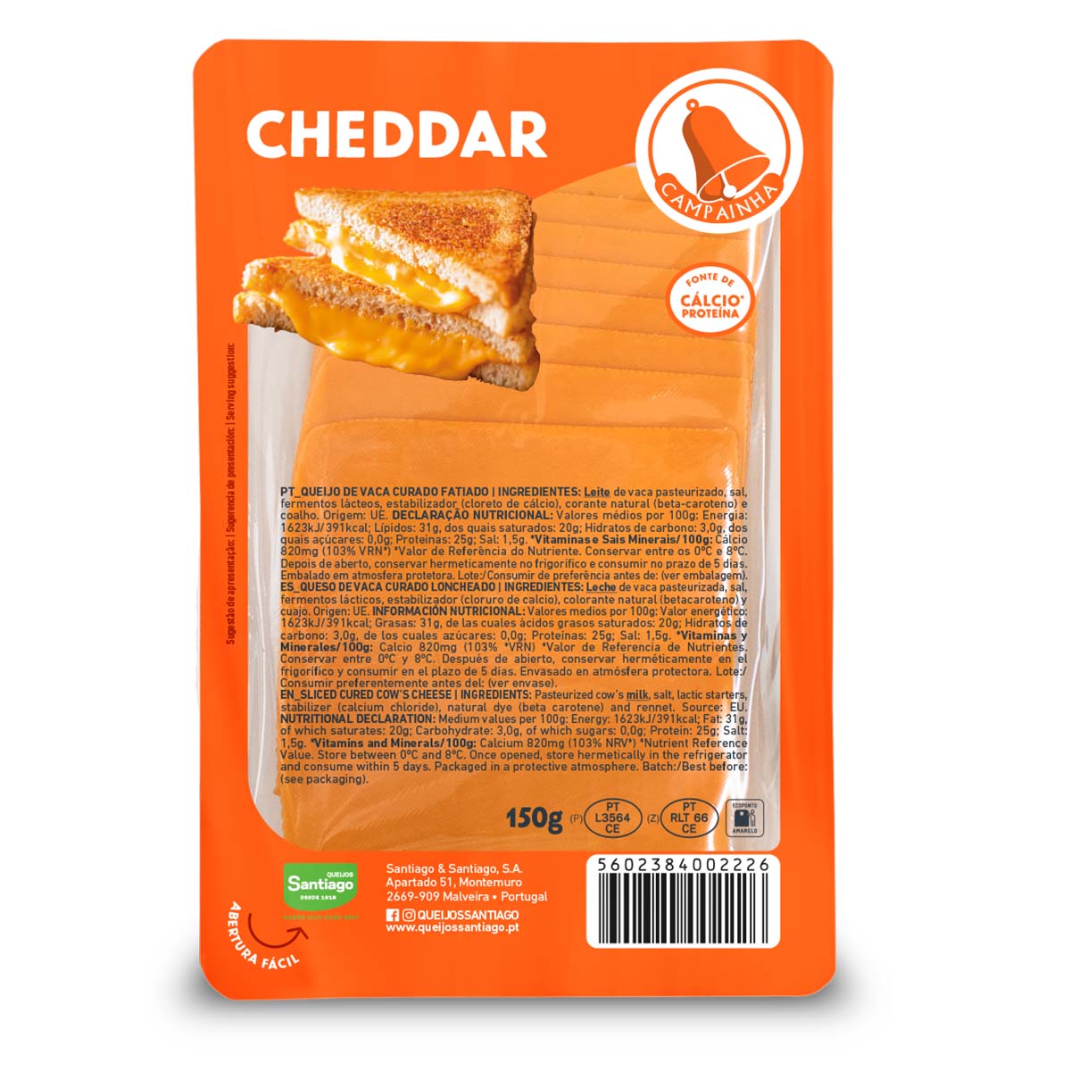 Queso lonchas cheddar Campainha 150g