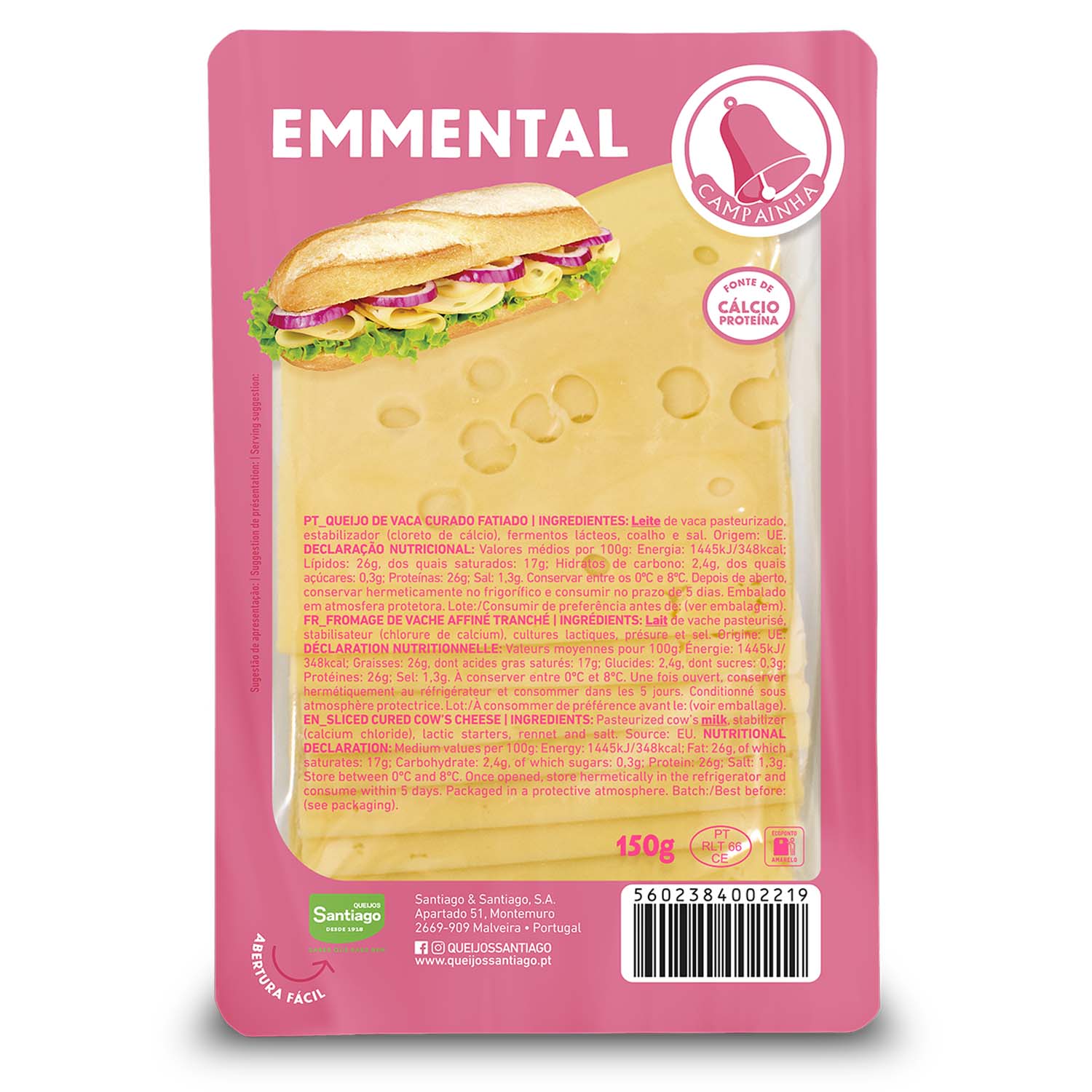 Queso lonchas emmental Campainha 150g