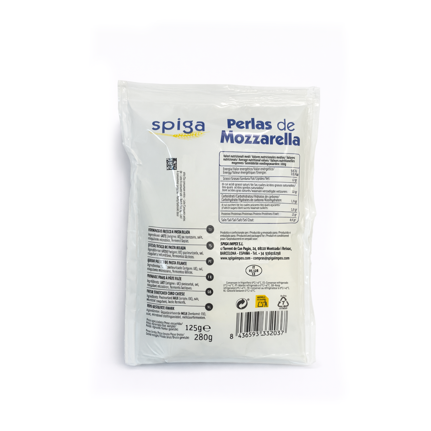 Mozzarella perlas Spiga 125g