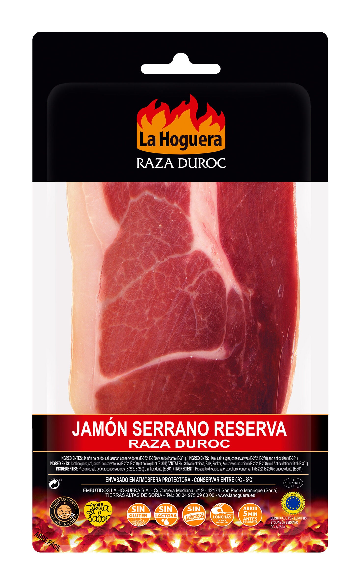 Jamon serrano duroc lonchas La hoguera 100g