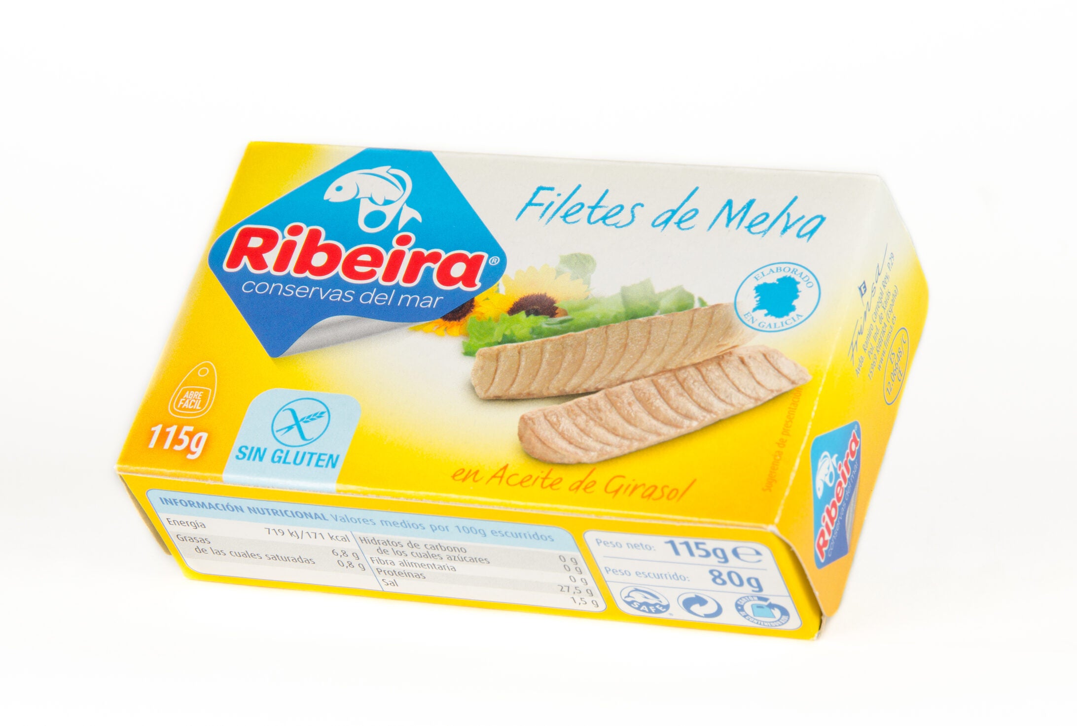 Filete de melva aceite girasol rr-125 Ribeira 80g escurr