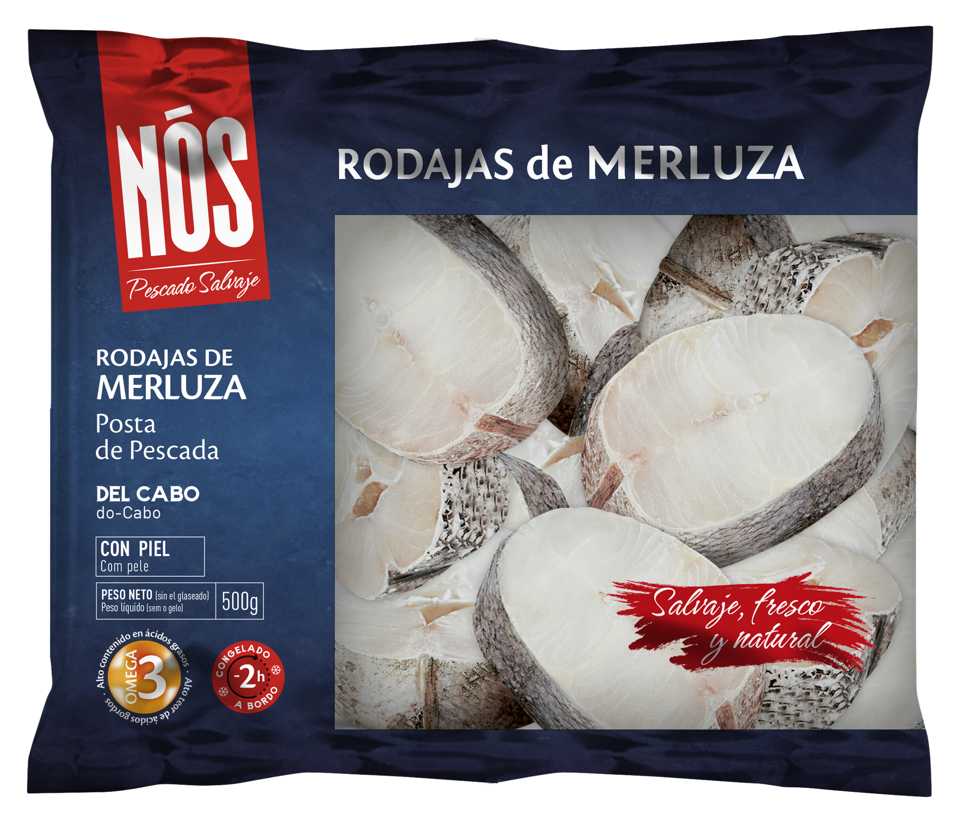 Rodaja merluza cabo c/piel Nos 500g