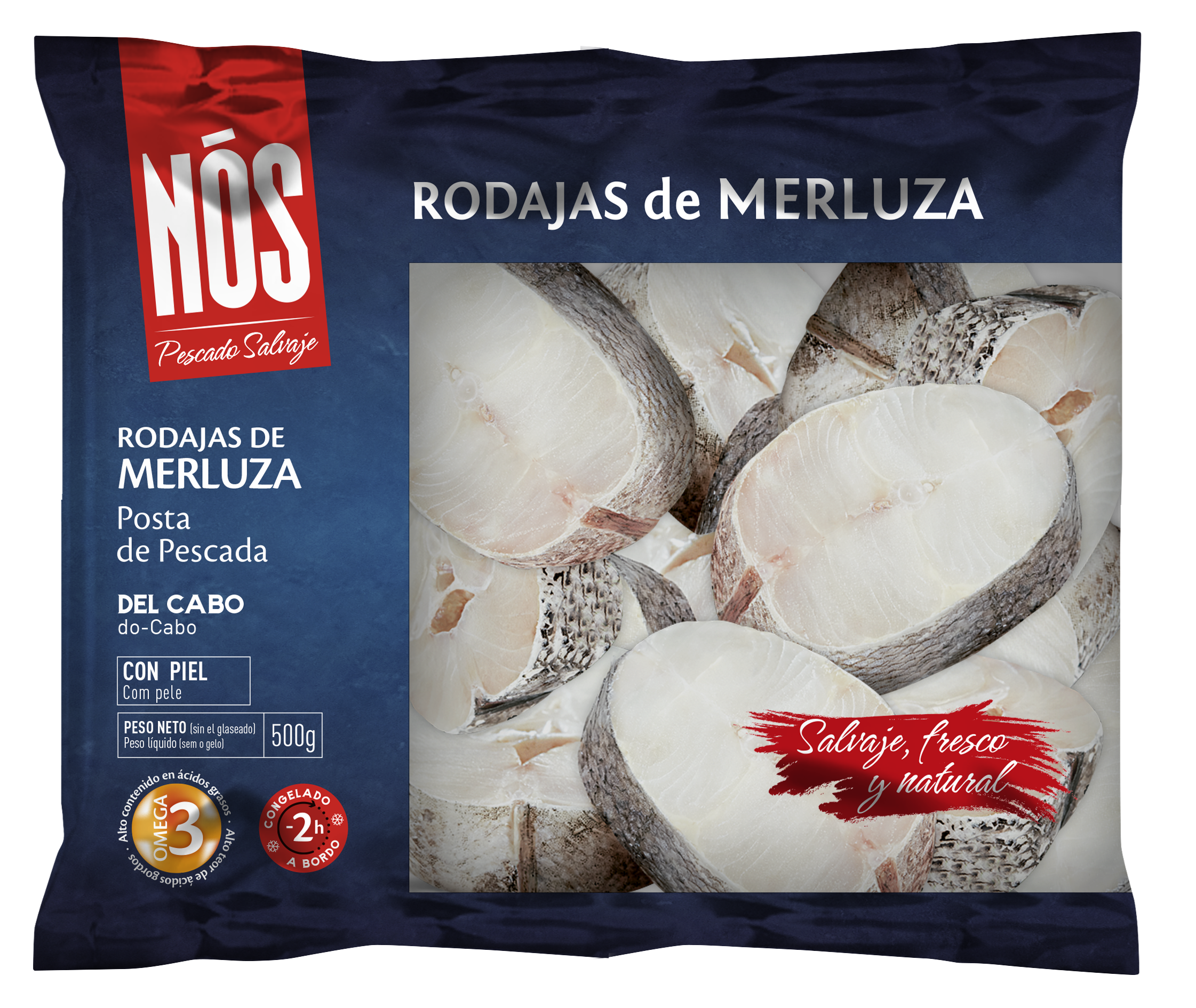 Rodaja merluza cabo c/piel Nos 500g